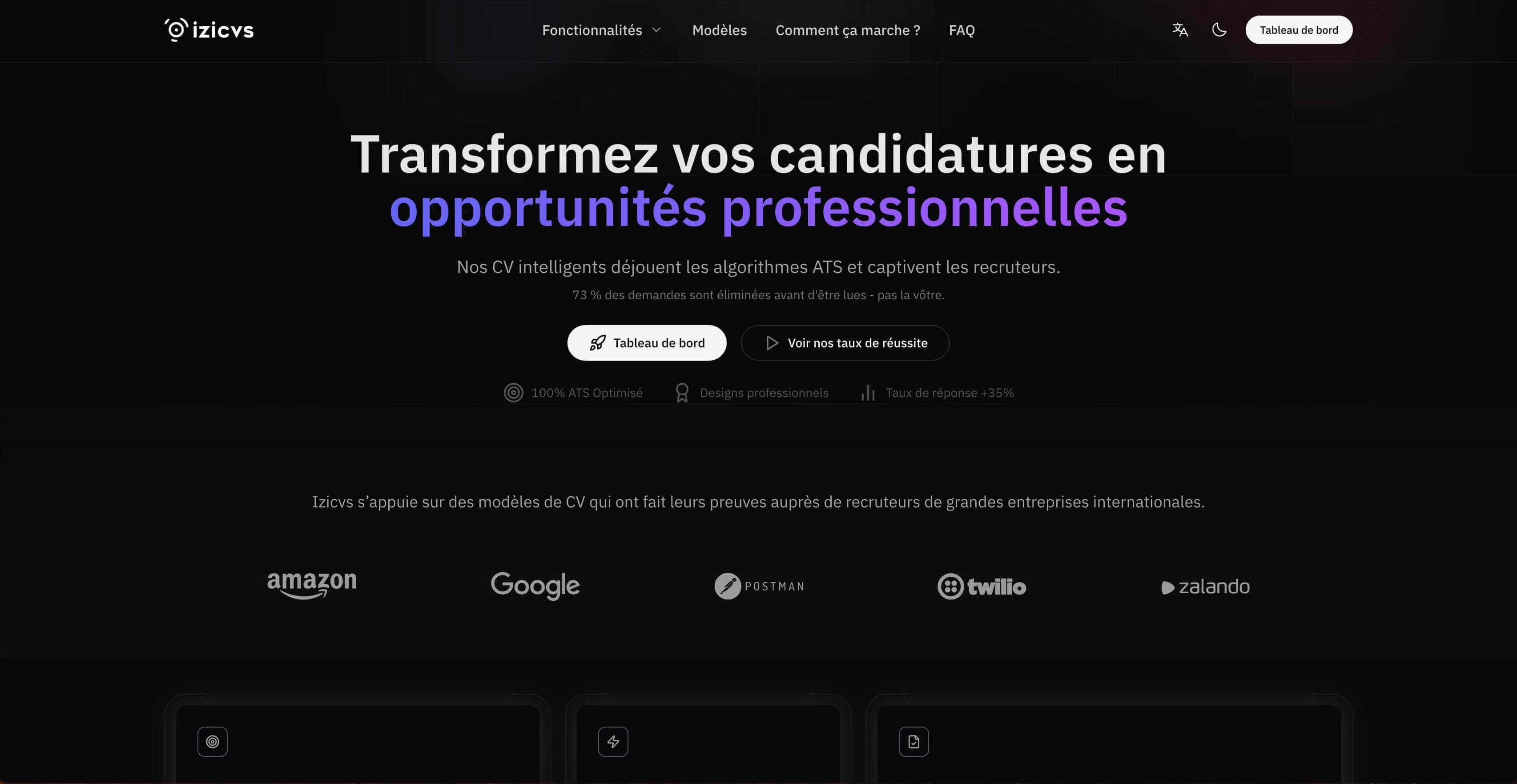 Capture d'écran du site Izicvs